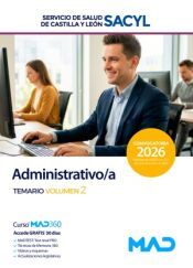 Portada de Administrativo/a. Temario volumen 2. Servicio de Salud de Castilla y Le&oacute;n (SACYL)