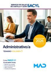 Portada de Administrativo/a. Temario volumen 3. Servicio de Salud de Castilla y Le&oacute;n (SACYL)