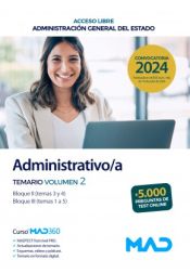 Portada de Administrativo/a (acceso libre). Temario volumen 2 Bloques II y III. Administración General del Estado