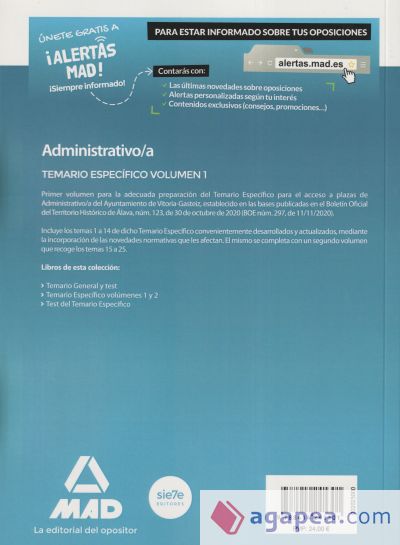 Administrativo/a del Ayuntamiento de Vitoria-Gasteiz. Temario Específico volumen 1