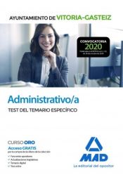 Portada de Administrativo/a del Ayuntamiento de Vitoria-Gasteiz. Test del Temario Específico