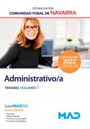 Portada de Administrativo/a (estabilización). Temario volumen 1. Comunidad Foral de Navarra