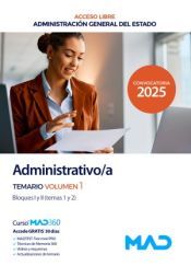 Portada de Administrativo del Estado. Temario volumen 1 Bloques I y II. Administraci&oacute;n General del Estado