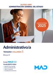 Portada de Administrativo del Estado. Temario volumen 5 Bloque VI. Administraci&oacute;n General del Estado
