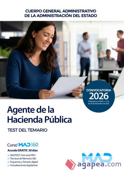 Agente de la Hacienda Pública (Cuerpo General Administrativo de la Administración del Estado). Test del temario. Agencia Estatal de Administración Tributaria AEAT Agente de la Hacienda Pública (Cuerpo General Administrativo de la Administración del Estado). Test del temario. Agencia Estatal de Administración Tributaria AEAT
