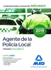 Portada de Agente de la Policía Local del País Vasco. Temario Volumen 3