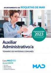 Portada de Auxiliar Administrativo/a. Temario de Materias Comunes. Ayuntamiento de Roquetas de Mar