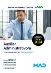 Portada de Auxiliar Administrativo/a. Temario específico volumen 2. Servicio Andaluz de Salud (SAS)