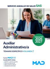 Portada de Auxiliar Administrativo/a. Temario espec&iacute;fico volumen 2. Servicio Andaluz de Salud (SAS)