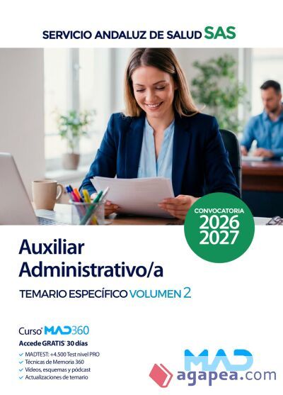 Auxiliar Administrativo/a. Temario espec&iacute;fico volumen 2. Servicio Andaluz de Salud (SAS)