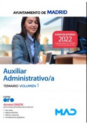 Portada de Auxiliar Administrativo/a. Temario volumen 1. Ayuntamiento de Madrid