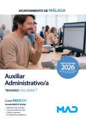 Portada de Auxiliar Administrativo/a. Temario volumen 1. Ayuntamiento de M&aacute;laga