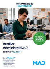 Portada de Auxiliar Administrativo/a. Temario volumen 1. Ayuntamiento de Santander