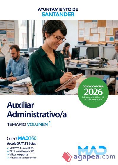 Auxiliar Administrativo/a. Temario volumen 1. Ayuntamiento de Santander Auxiliar Administrativo/a. Temario volumen 1. Ayuntamiento de Santander