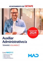 Portada de Auxiliar Administrativo/a. Temario volumen 2. Ayuntamiento de Getafe