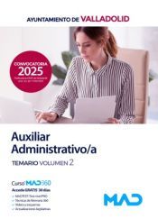 Portada de Auxiliar Administrativo/a. Temario volumen 2. Ayuntamiento de Valladolid