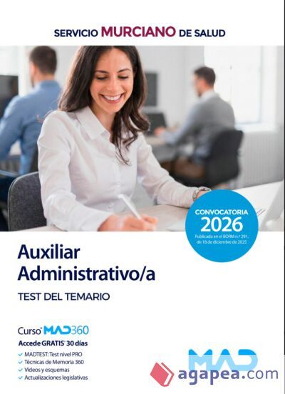Auxiliar Administrativo/a. Test del temario. Servicio Murciano de Salud (SMS)