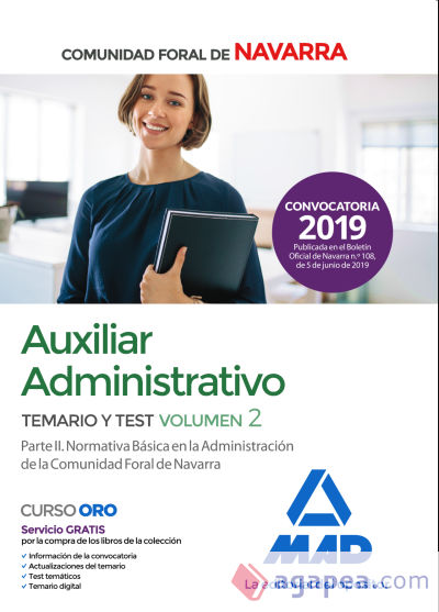 Auxiliar Administrativo de la Comunidad Foral de Navarra. Temario y Test Volumen 2