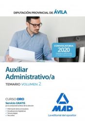 Portada de Auxiliar Administrativo de la Diputación Provincial de Ávila. Temario volumen 2