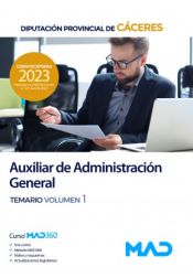 Portada de Auxiliar de Administración General. Temario volumen 1. Diputación Provincial de Cáceres