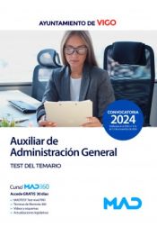 Portada de Auxiliar de Administración General. Test del temario. Ayuntamiento de Vigo