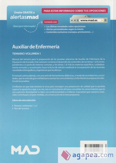 Auxiliar de Enfermería. Temario volumen 1. Diputación de Granada Auxiliar de Enfermería. Temario volumen 1. Diputación de Granada