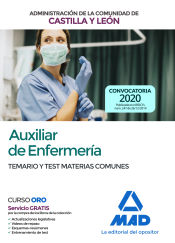 Portada de Auxiliar de Enfermería de la Administración de la Comunidad de Castilla y León. Temario y test materias comunes