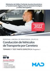 Portada de Conducción de Vehículos de Transporte por Carretera (Grupo Profesional E2). Ministerios de Política Territorial, de Asuntos Económicos y Transformación Digital y Para la Transición Ecológica y el Reto