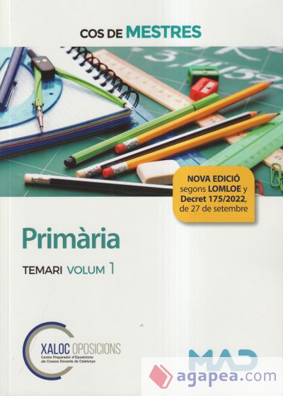 Cos de Mestres. Primària. Temari volum 1. Generalitat de Cataluña