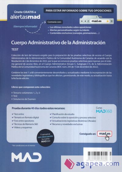 Cuerpo Administrativo. Test. Comunidad Autónoma de Canarias