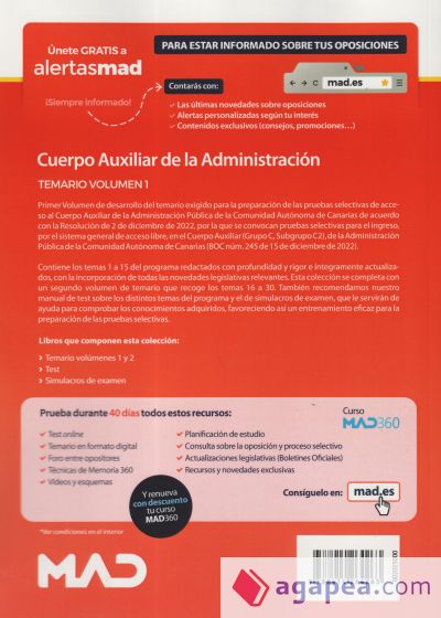 Cuerpo Auxiliar. Temario volumen 1. Comunidad Autónoma de Canarias