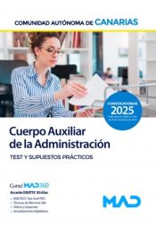 Portada de Cuerpo Auxiliar de la Administración Pública. Test y supuestos prácticos. Comunidad Autónoma de Canarias