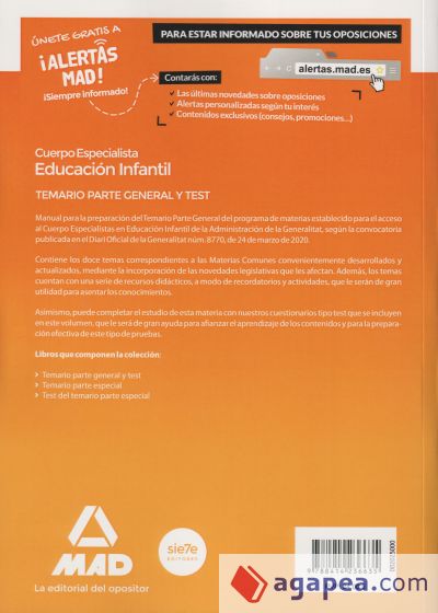 Cuerpo Especialista en Educación Infantil de la Administración de la Generalitat Valenciana. Temario y test parte general