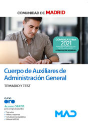 Portada de Cuerpo de Auxiliares de Administración General (convocatoria octubre). Temario y test. Comunidad Autónoma de Madrid