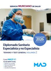Portada de Diplomado Sanitario Especialista y no Especialista. Temario parte general volumen 2 y test. Servicio Murciano de Salud (SMS)