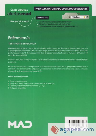 Enfermero/a. Test parte específica. Servicio Gallego de Salud (SERGAS)