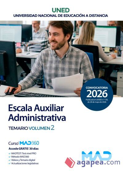 Escala Auxiliar Administrativa. Temario volumen 2. Universidad Nacional Educación a Distancia (UNED) Escala Auxiliar Administrativa. Temario volumen 2. Universidad Nacional Educación a Distancia (UNED)