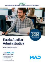 Portada de Escala Auxiliar Administrativa. Test del temario. Universidad Nacional Educaci&oacute;n a Distancia (UNED)