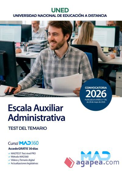 Escala Auxiliar Administrativa. Test del temario. Universidad Nacional Educación a Distancia (UNED) Escala Auxiliar Administrativa. Test del temario. Universidad Nacional Educación a Distancia (UNED)