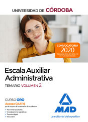 Portada de Escala Auxiliar Administrativa de la Universidad de Córdoba. Temario volumen 2