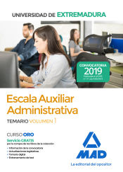 Portada de Escala Auxiliar Administrativa de la Universidad de Extremadura. Temario volumen 1