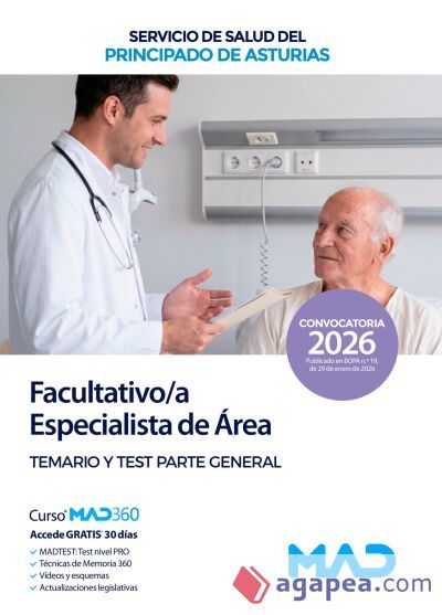 Facultativo/a Especialista de &Aacute;rea. Temario parte general y test. Servicio de Salud del Principado de Asturias (SESPA)