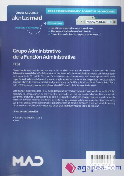 Grupo Administrativo de la Función Administrativa. Test. Servicio Canario de Salud