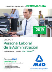 Portada de Grupo II Personal Laboral de la Administración de la Comunidad Autónoma de Extremadura. Temario Común Volumen 2