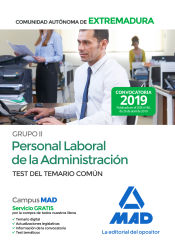 Portada de Grupo II Personal Laboral de la Administración de la Comunidad Autónoma de Extremadura. Test del Temario Común