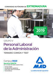 Portada de Grupo V Personal laboral de la Administración de la Comunidad Autónoma de Extremadura. Temario común y test