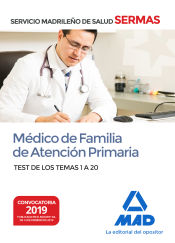 Portada de Médico de Familia de Atención Primaria del Servicio Madrileño de Salud. Test de los Temas 1 a 20