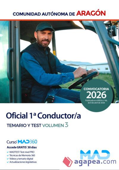 Oficial 1&ordf; Conductor/a. Temario volumen 3 y Test. Comunidad Aut&oacute;noma de Arag&oacute;n