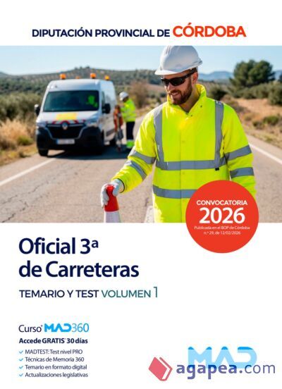 Oficial 3ª de Carreteras. Temario volumen 1 y test. Diputación Provincial de Córdoba Oficial 3ª de Carreteras. Temario volumen 1 y test. Diputación Provincial de Córdoba