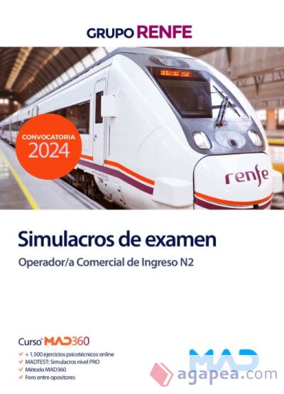 Operador Comercial de Ingreso N2. Simulacros de examen. Grupo Renfe